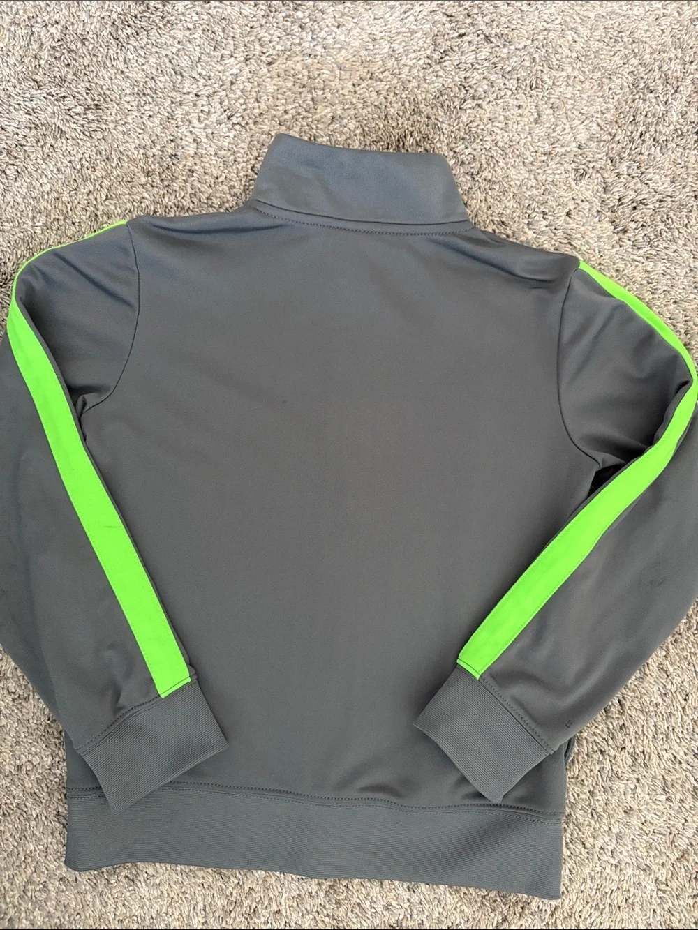 Nike Kids Gray Full-Zip Hoodie with Bright Green Logo